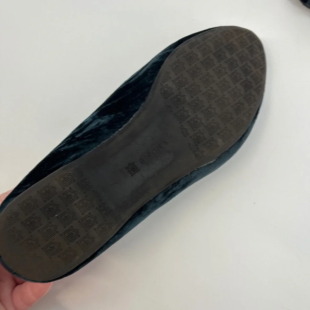 Women's Birdies The Heron‎ Crushed Blue Velvet Flats Size 7 - Picture 10 of 10